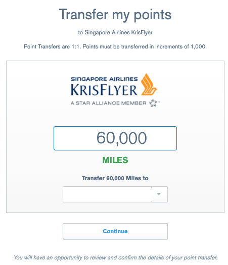 Enter how many points to transfer